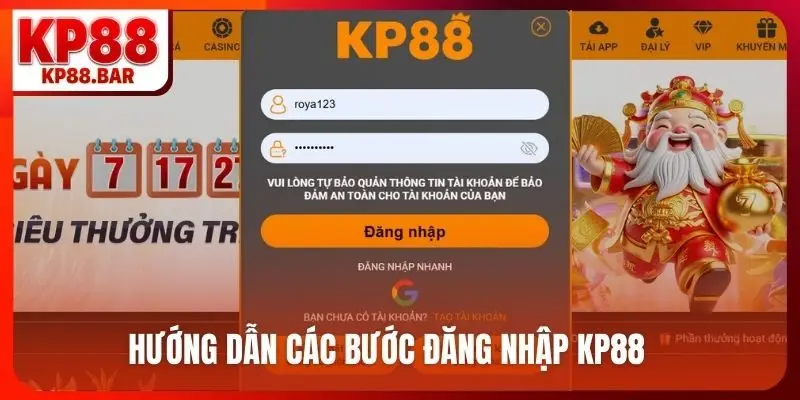 Hướng dẫn các bước đăng nhập KP88