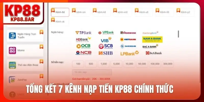 Nạp tiền KP88 Tổng kết 7 kênh nạp tiền KP88 chính thức